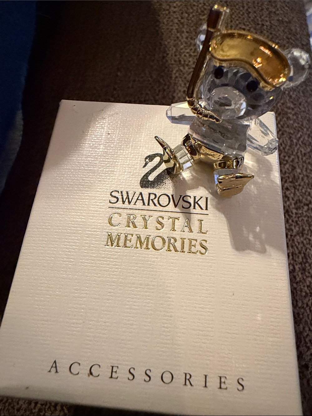 Swarovski Crystal Memories bear brooch pin with box NEW snorkel gear beachy